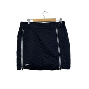 Craft Sportswear Large Puffer Skirt Quilted Mini A-Line Black Womens